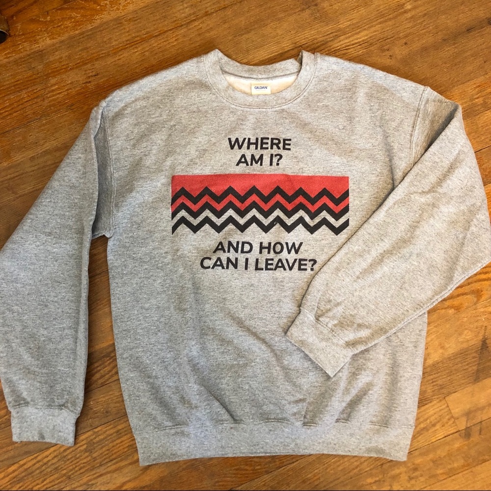 Twin Peaks inspired gray sweatshirt